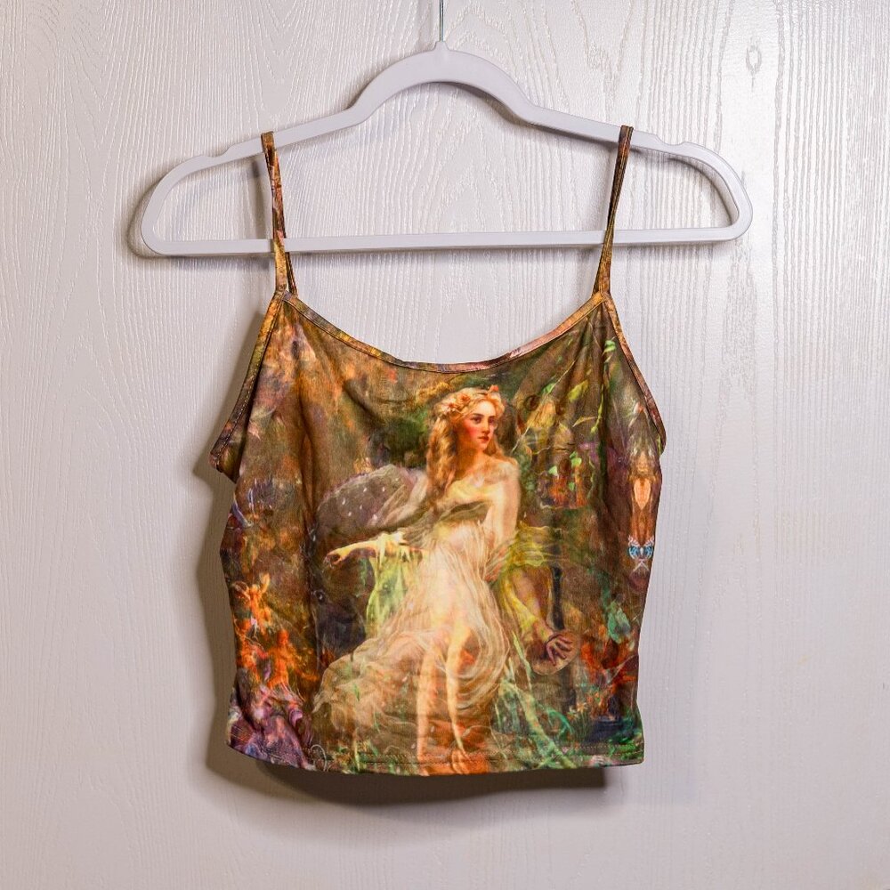 CLEARANCE SHEIN Fairy Painting Printed Crop Top - Medium - New W/Out Tags